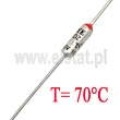 Bezpiecznik termiczny axialny, 10A, 70°C 
