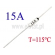 Bezpiecznik temperaturowy; axialny; 15A; zakres 115°C 