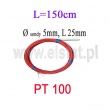 Czujnik temperatury PT 100, z przewodem 150cm, wymiary 5x25mm 