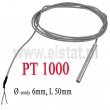 Czujnik temperatury PT 1000; z przewodem 150cm; wymiary 6x50mm; -30÷500°C  