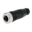 Złącze wtykowe 4 pinowe; nakrętka metalowa; gwint M12x1mm